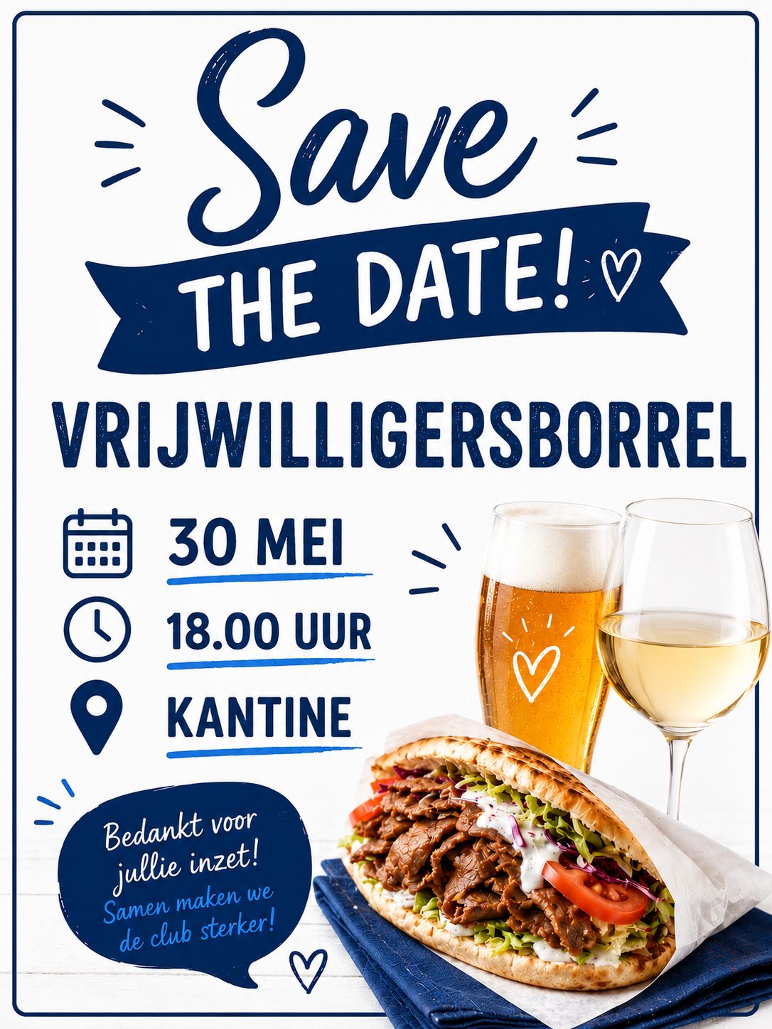 Vrijwilligersborrel 30 mei: Meld je aan!